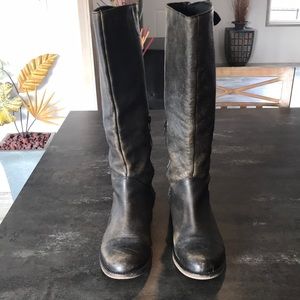 Distressed leather boots